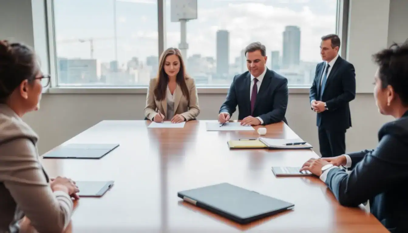 a group of people sitting at a table
