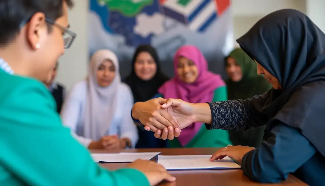 a group of people shaking hands
