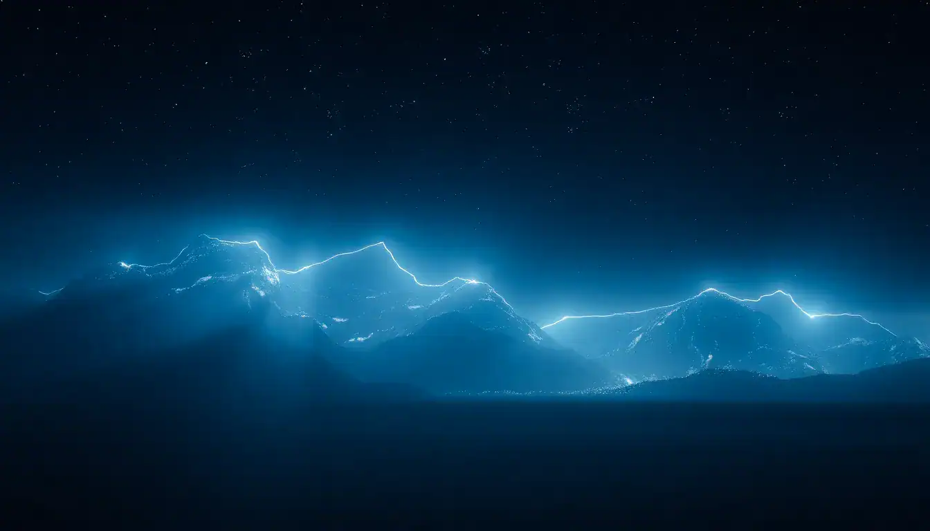 a mountain range with light coming through it